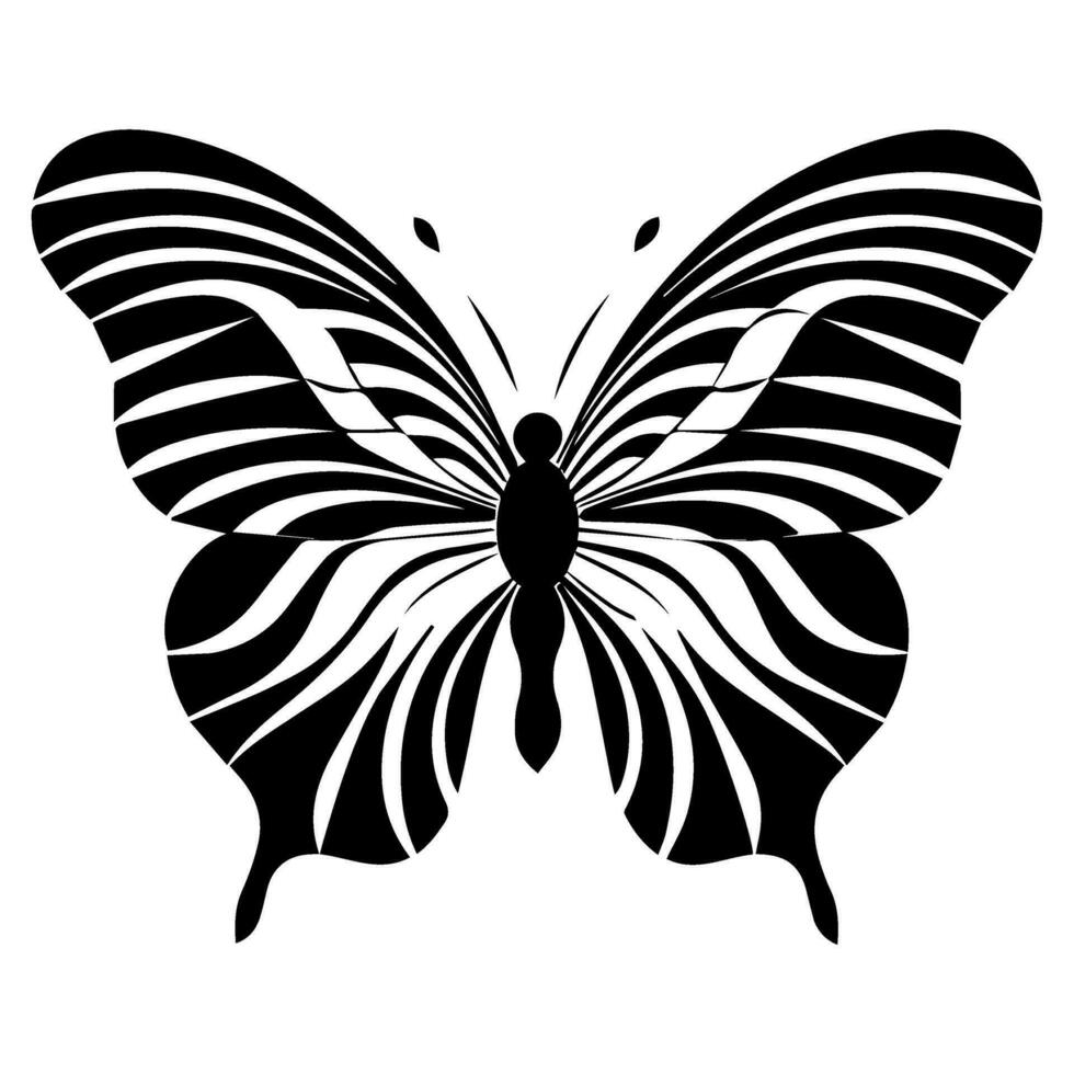 mariposa tatuaje tótem vector icono, ilusiones modelo alas.