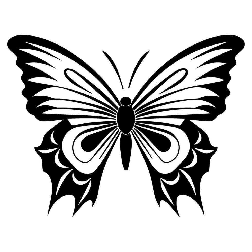 mariposa tatuaje tótem vector icono, ilusiones modelo alas.