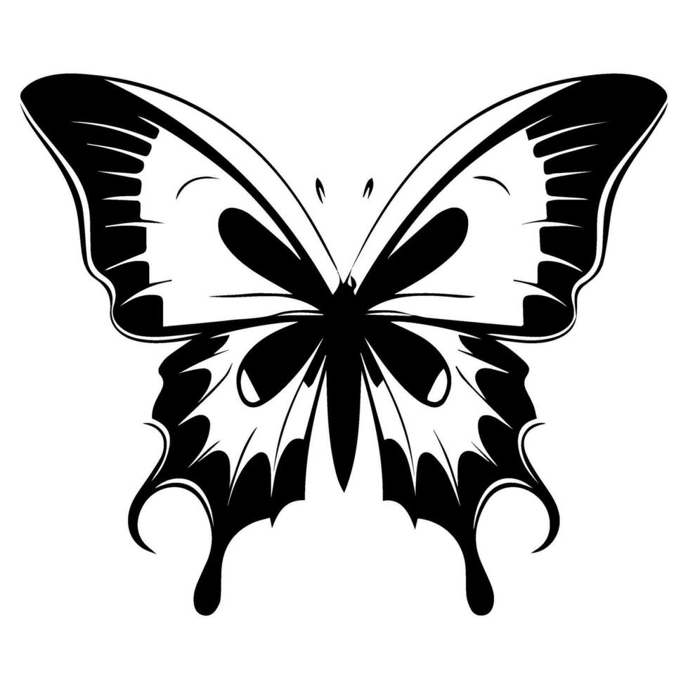 mariposa tatuaje tótem vector icono, ilusiones modelo alas.