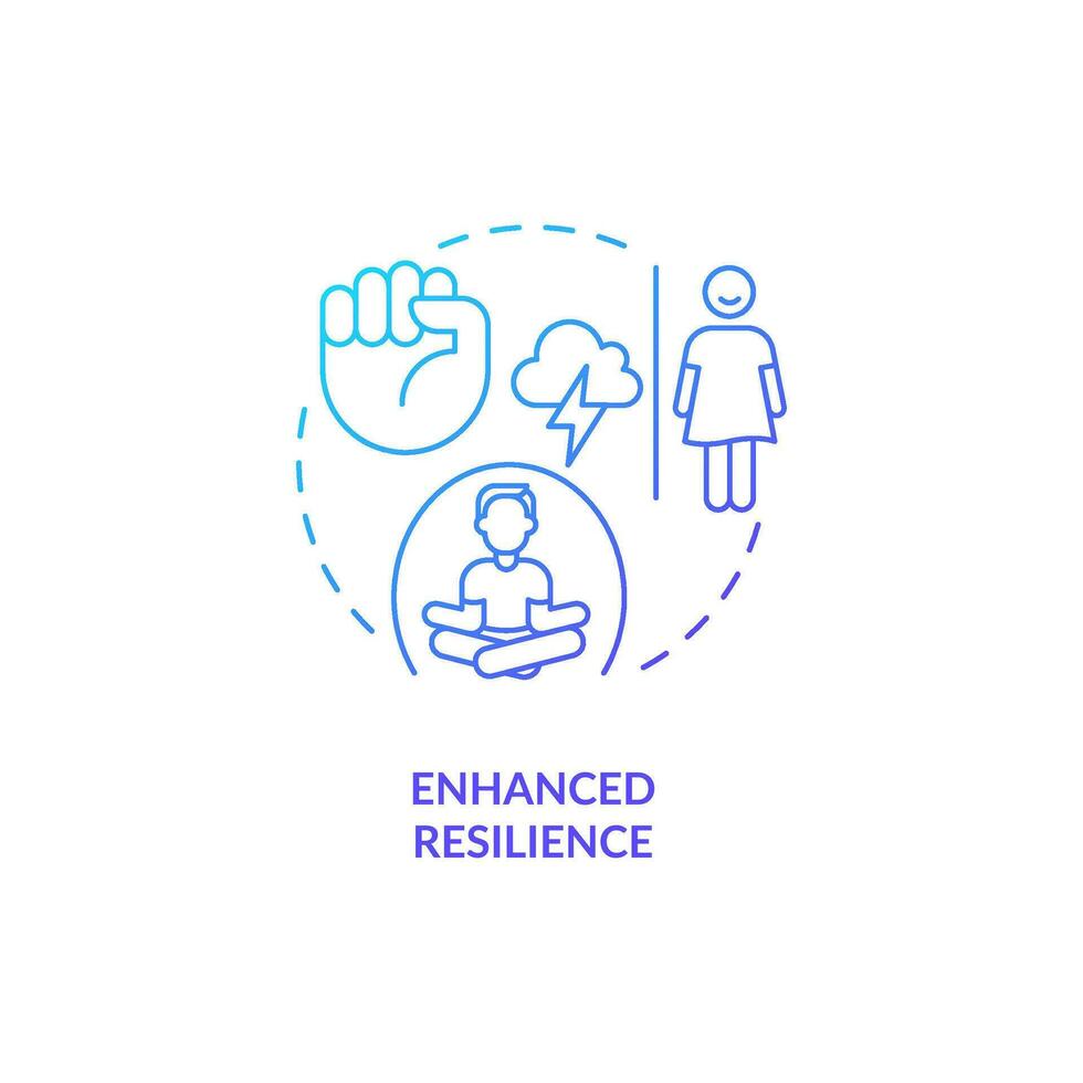 Enhanced resilience blue gradient concept icon. Believe in yourself. Benefit of confidence abstract idea thin line illustration. Isolated outline drawing vector