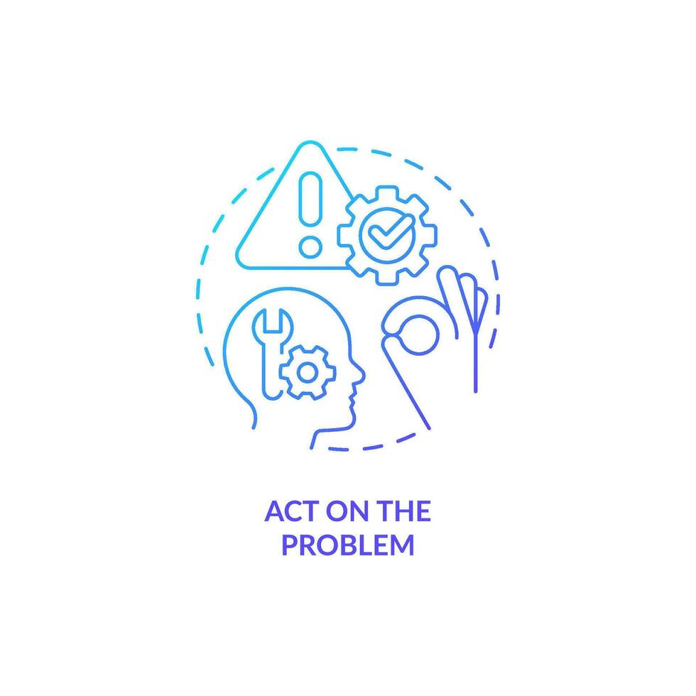 Act on problem blue gradient concept icon. Be ready to solve issues. Improving self esteem abstract idea thin line illustration. Isolated outline drawing vector