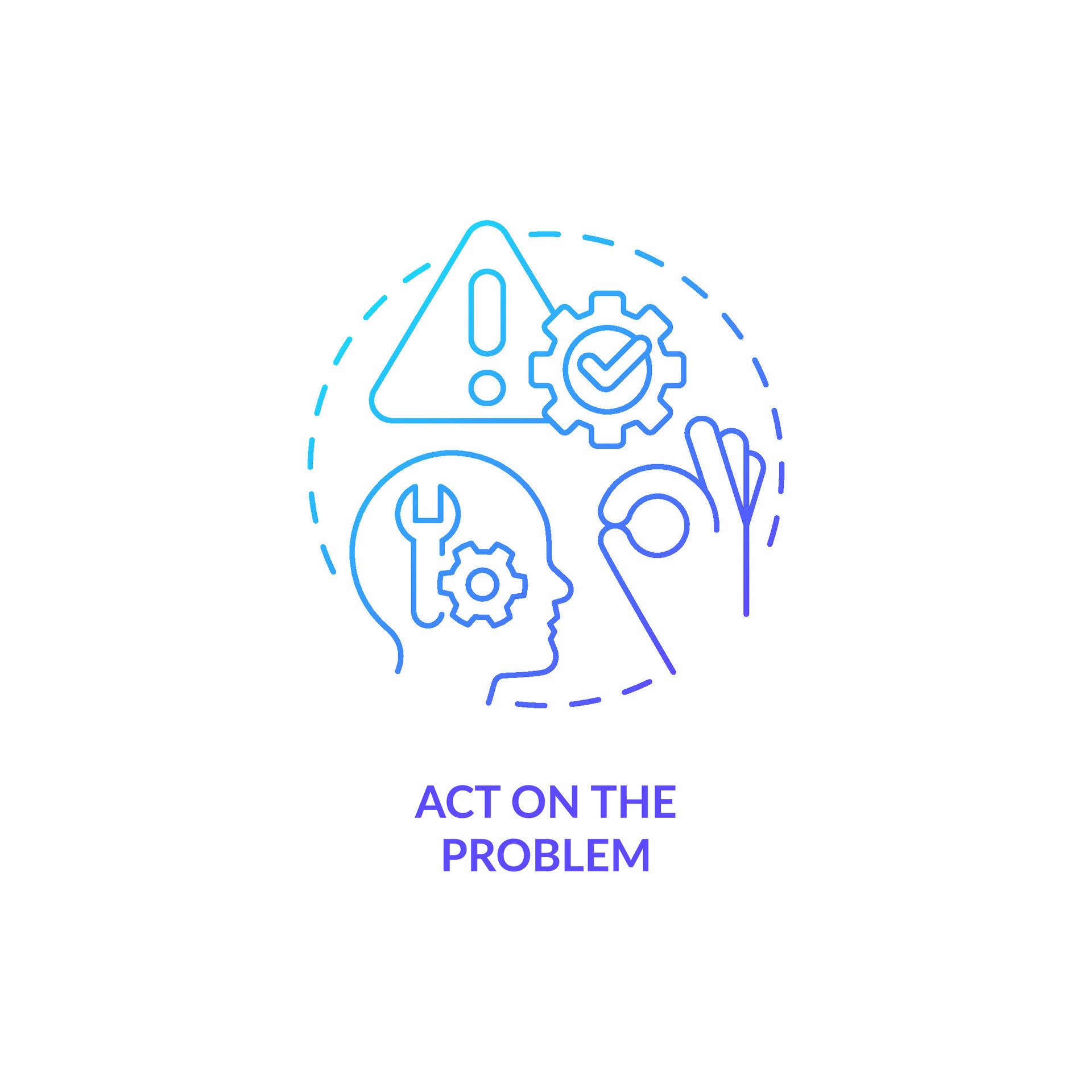 Act on problem blue gradient concept icon. Be ready to solve issues ...
