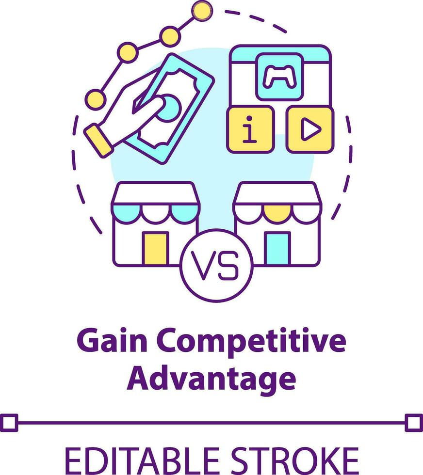 Gain competitive advantage concept icon. Customer engagement platform importance abstract idea thin line illustration. Isolated outline drawing. Editable stroke vector