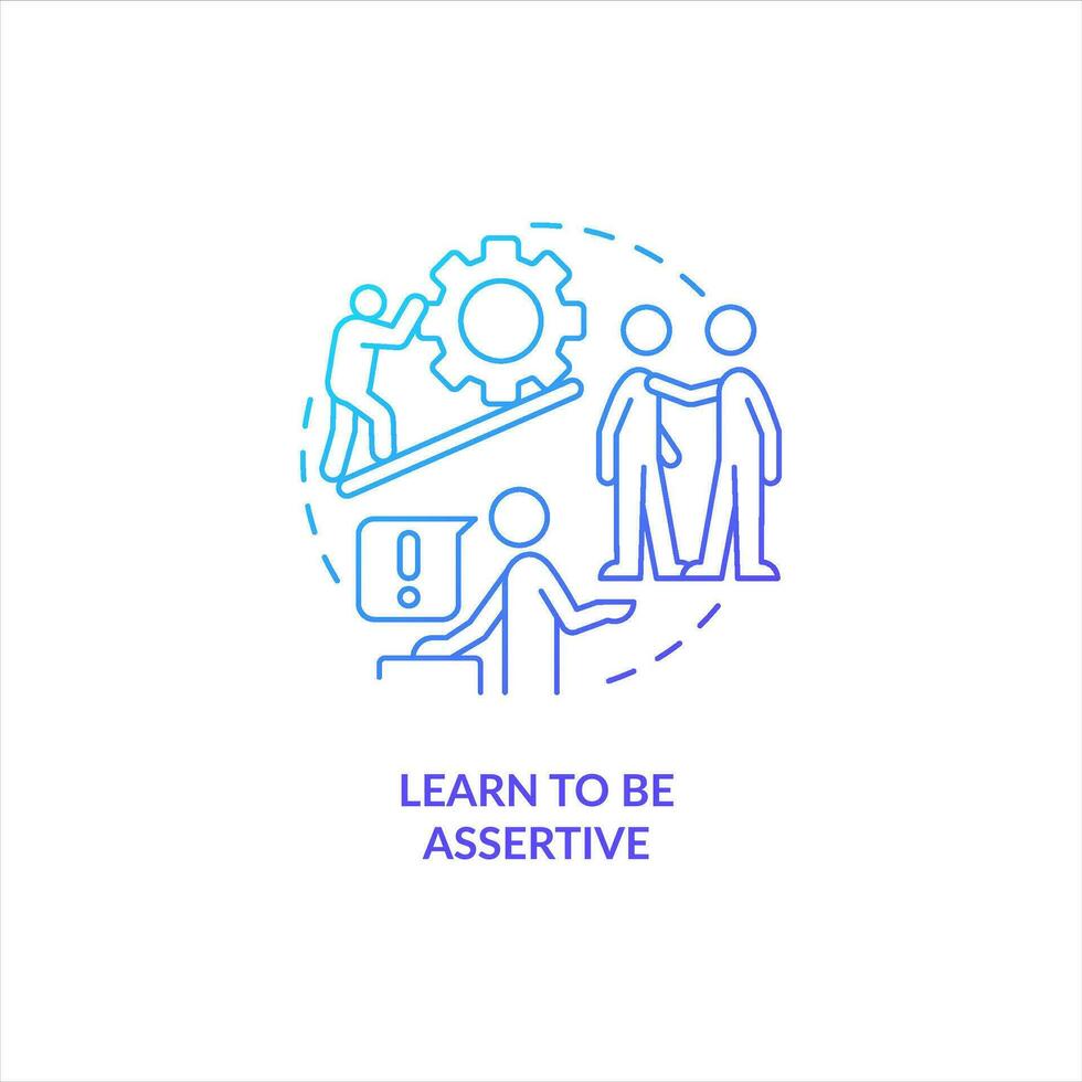 Learn to be assertive blue gradient concept icon. Respectful relationship. Improving self esteem abstract idea thin line illustration. Isolated outline drawing vector