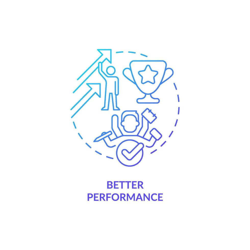 Better performance blue gradient concept icon. Improving self esteem. Benefit of confidence abstract idea thin line illustration. Isolated outline drawing vector
