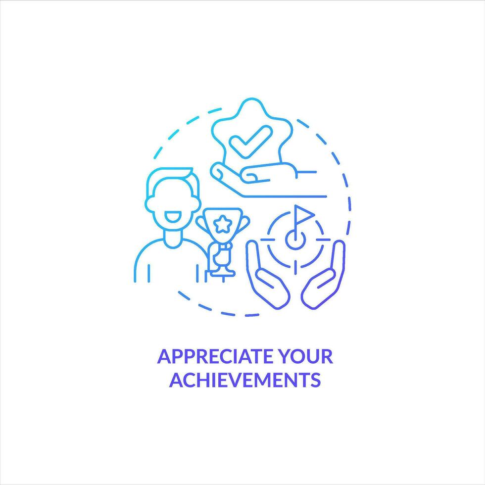 Appreciate your achievements blue gradient concept icon. Get award. Overcoming lack of confidence abstract idea thin line illustration. Isolated outline drawing vector