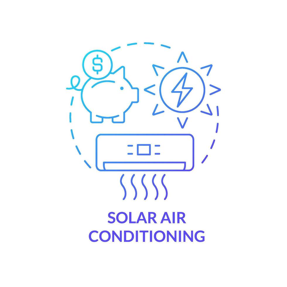 solar aire acondicionamiento azul degradado concepto icono. eco eficiente. verde energía sistema. hogar enfriamiento resumen idea Delgado línea ilustración. aislado contorno dibujo vector