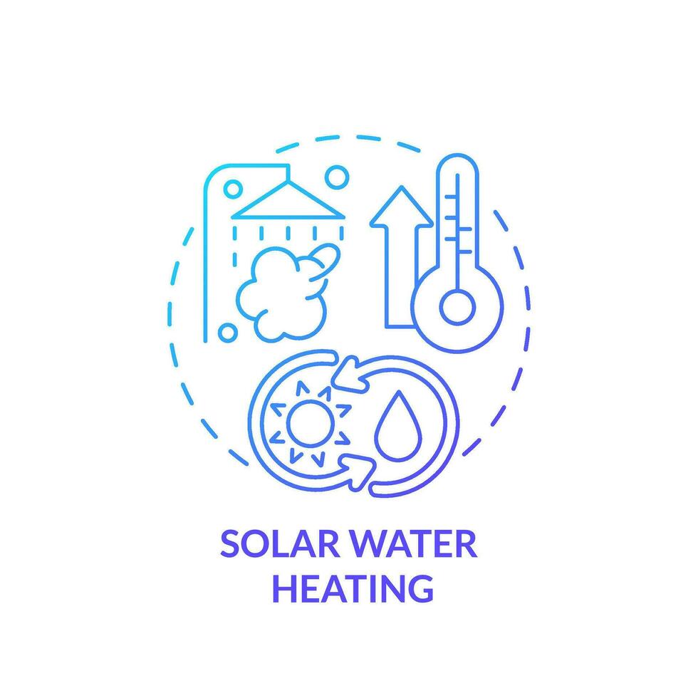 solar agua calefacción azul degradado concepto icono. sostenible casa. renovable energía a hogar resumen idea Delgado línea ilustración. aislado contorno dibujo vector