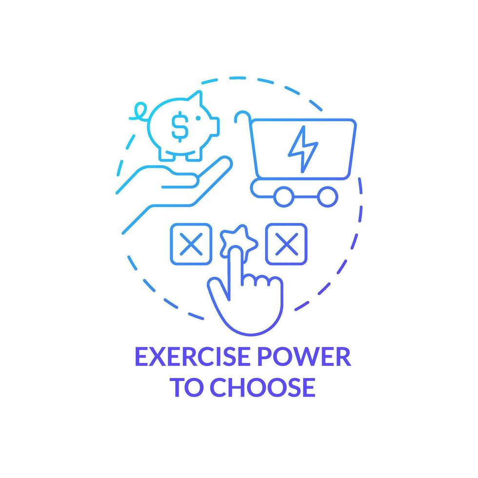 Exercise power to choose blue gradient concept icon. Alternative sources. Select energy provider abstract idea thin line illustration. Isolated outline drawing vector