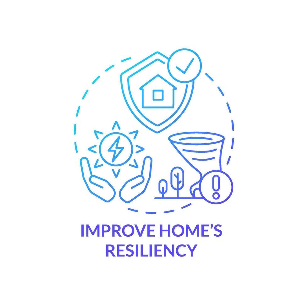 Improve home resiliency during power outages blue gradient concept icon. Green energy benefits abstract idea thin line illustration. Isolated outline drawing vector