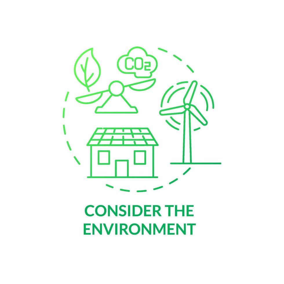 Consider environment green gradient concept icon. Renewable energy at home. Selecting provider abstract idea thin line illustration. Isolated outline drawing vector