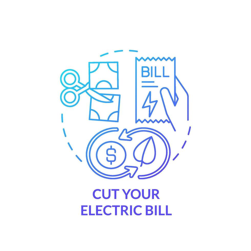 cortar tu eléctrico cuenta azul degradado concepto icono. razón para considerando verde electricidad resumen idea Delgado línea ilustración. aislado contorno dibujo vector