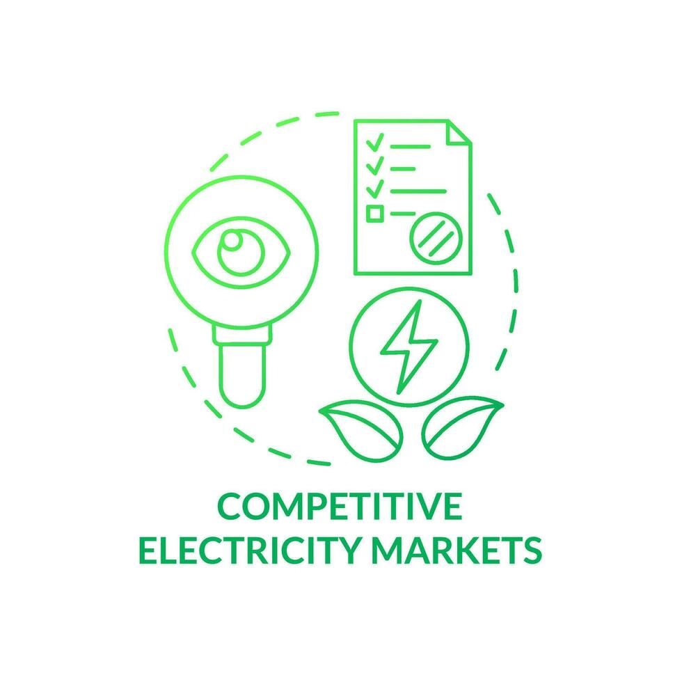 Competitive electricity markets green gradient concept icon. Alternative power. Buying clean energy program abstract idea thin line illustration. Isolated outline drawing vector