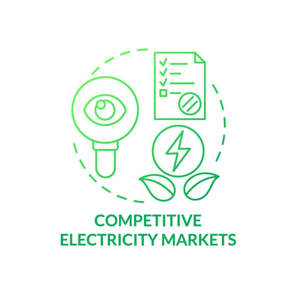 competitivo electricidad mercados verde degradado concepto icono. alternativa fuerza. comprando limpiar energía programa resumen idea Delgado línea ilustración. aislado contorno dibujo vector