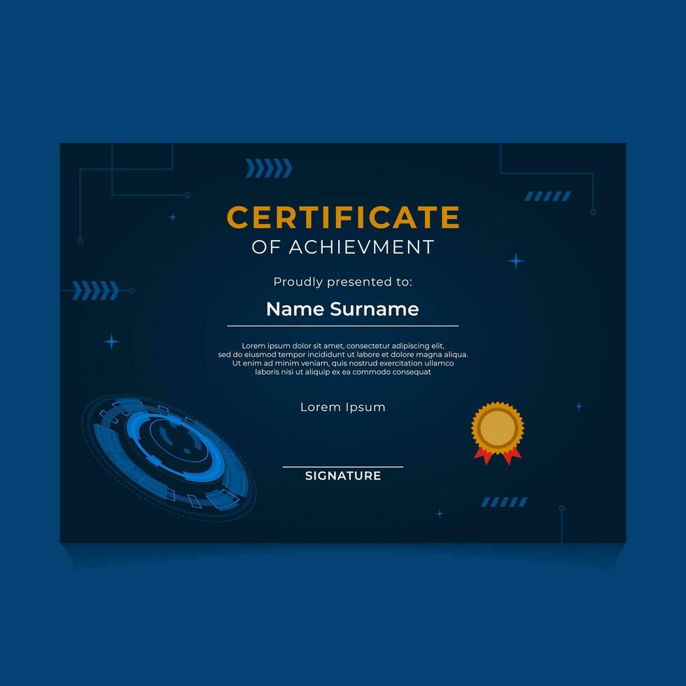 Circle Technology Certificate Template Design vector