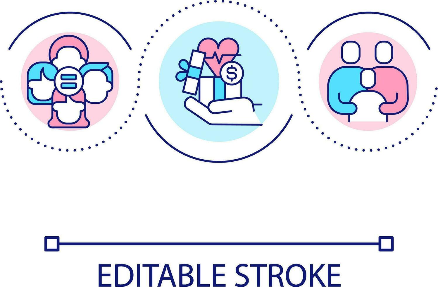 Collective donation for patients loop concept icon. Medical support program. Charity for hospitals abstract idea thin line illustration. Isolated outline drawing. Editable stroke vector