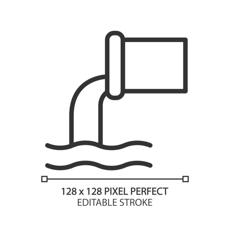 Sewage system pixel perfect linear icon. Wastewater disposal. Grey and black water treatment. Public utility service. Thin line illustration. Contour symbol. Vector outline drawing. Editable stroke