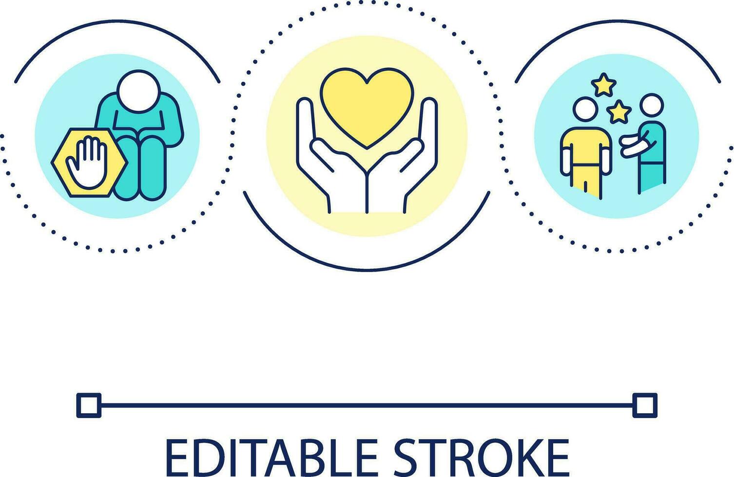 Supporting friend with problems loop concept icon. Sharing love and support. Assistance abstract idea thin line illustration. Isolated outline drawing. Editable stroke vector