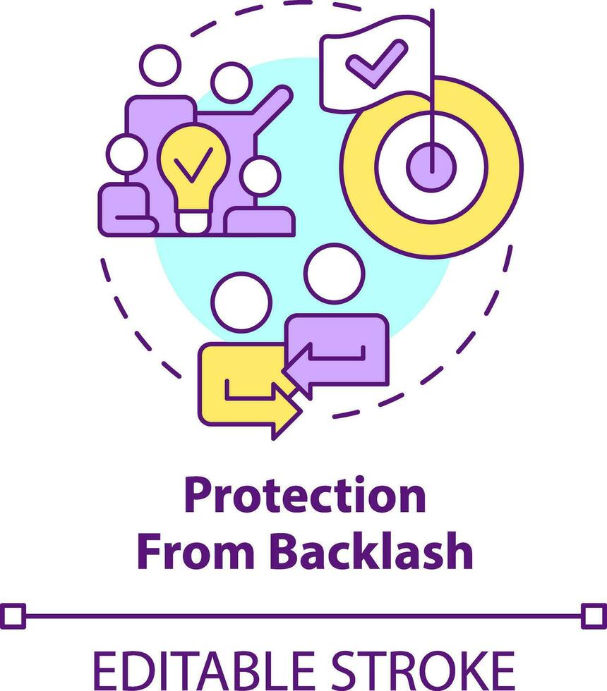 Protection from backlash concept icon. Relationship. Advantage of digital engagement abstract idea thin line illustration. Isolated outline drawing. Editable stroke vector