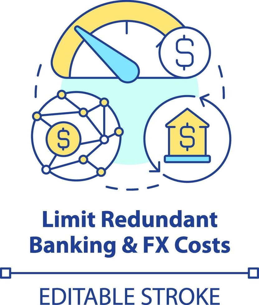 Limit redundant banking and FX costs concept icon. Treasury management benefit abstract idea thin line illustration. Isolated outline drawing. Editable stroke vector