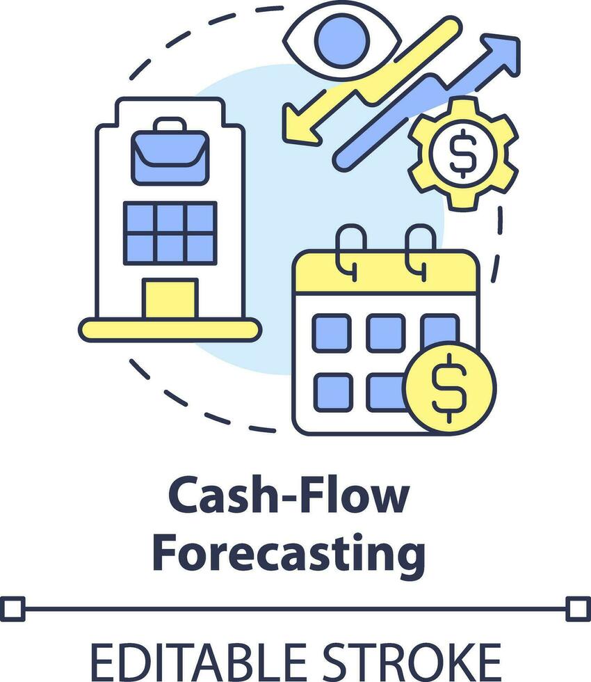 Cash-flow forecasting concept icon. Treasury management system function abstract idea thin line illustration. Isolated outline drawing. Editable stroke vector