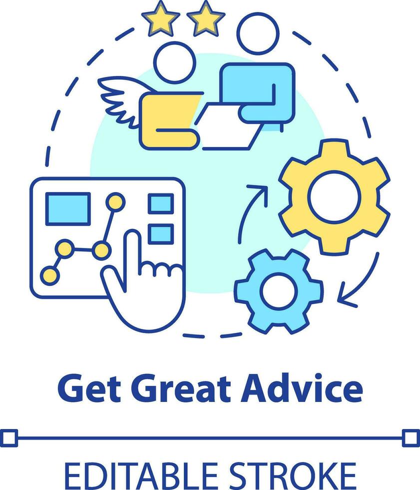 Get great advice concept icon. Analytics tools. Treasury management benefit abstract idea thin line illustration. Isolated outline drawing. Editable stroke vector