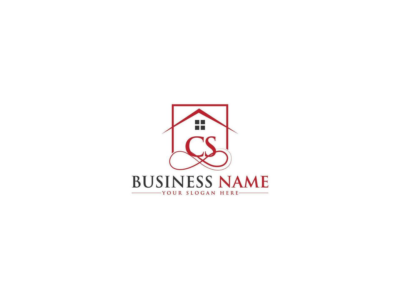 Initials Real Estate Cs Luxury Home Logo, Unique CS Logo Letter Vector House