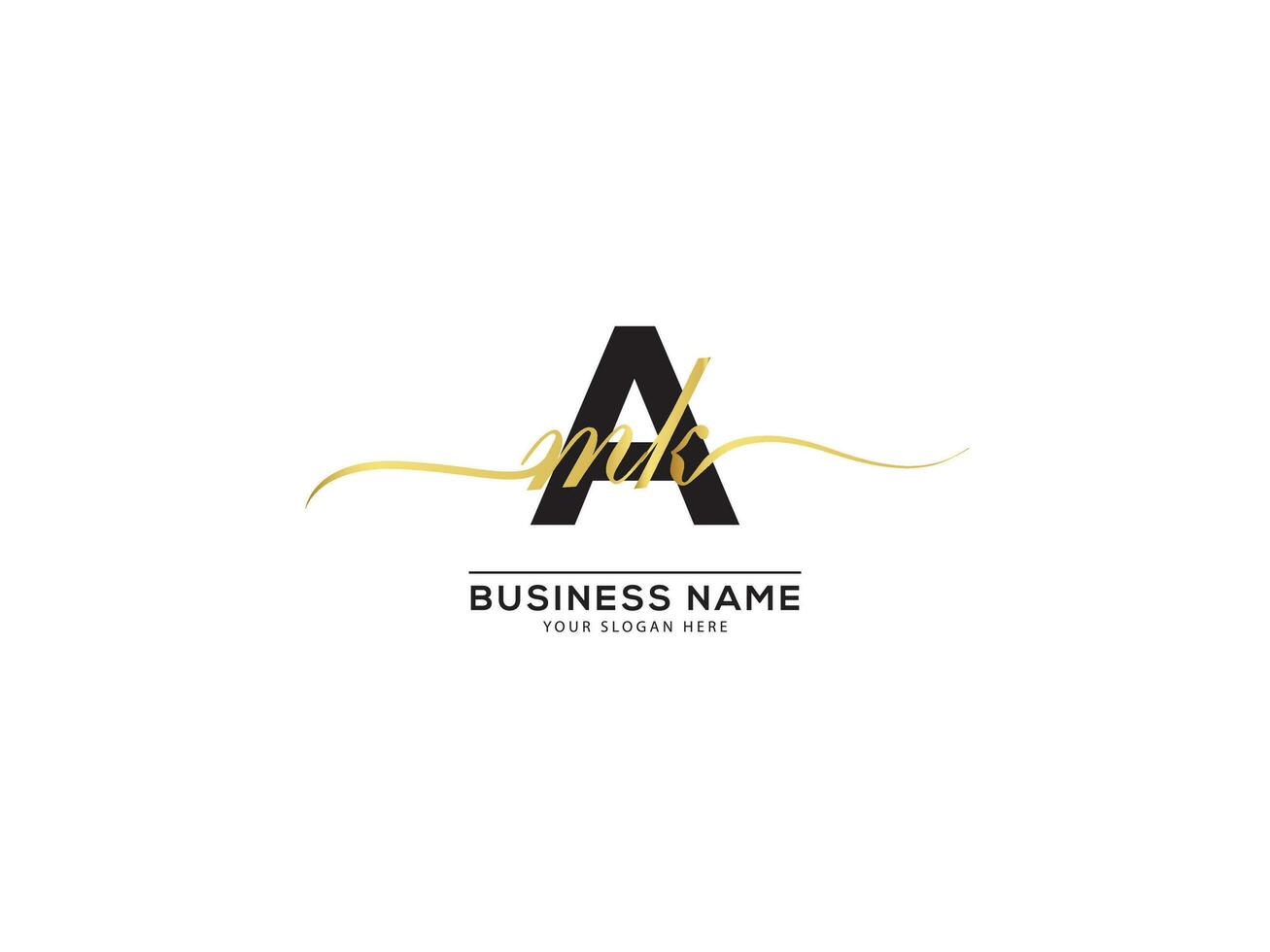 Monogram Signature Letters AMK Logo Design Vector Icon