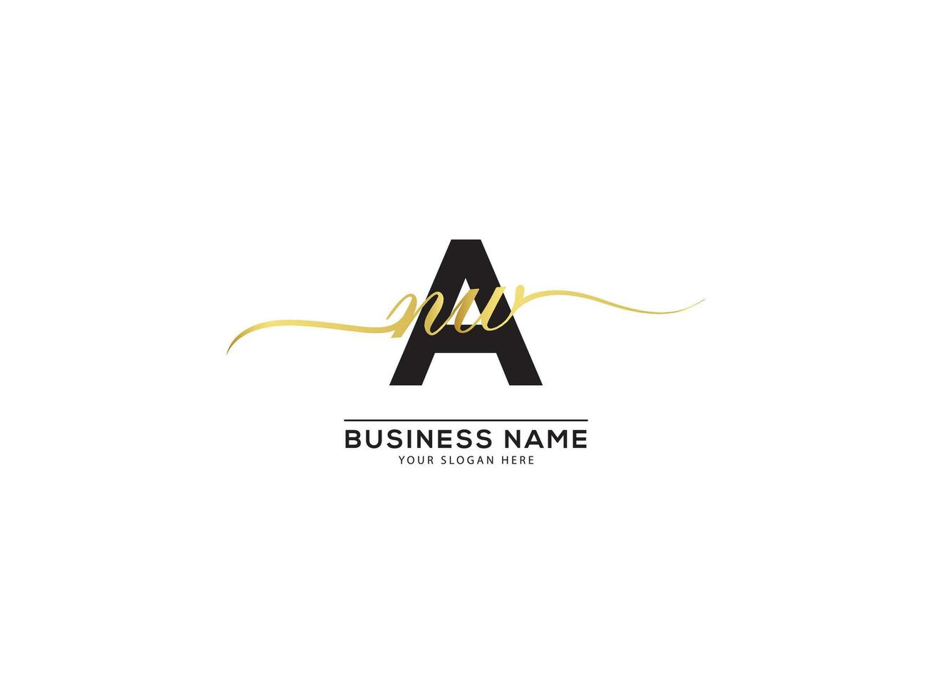 Minimalist ANW Luxury Signature Logo Letter Vector Art