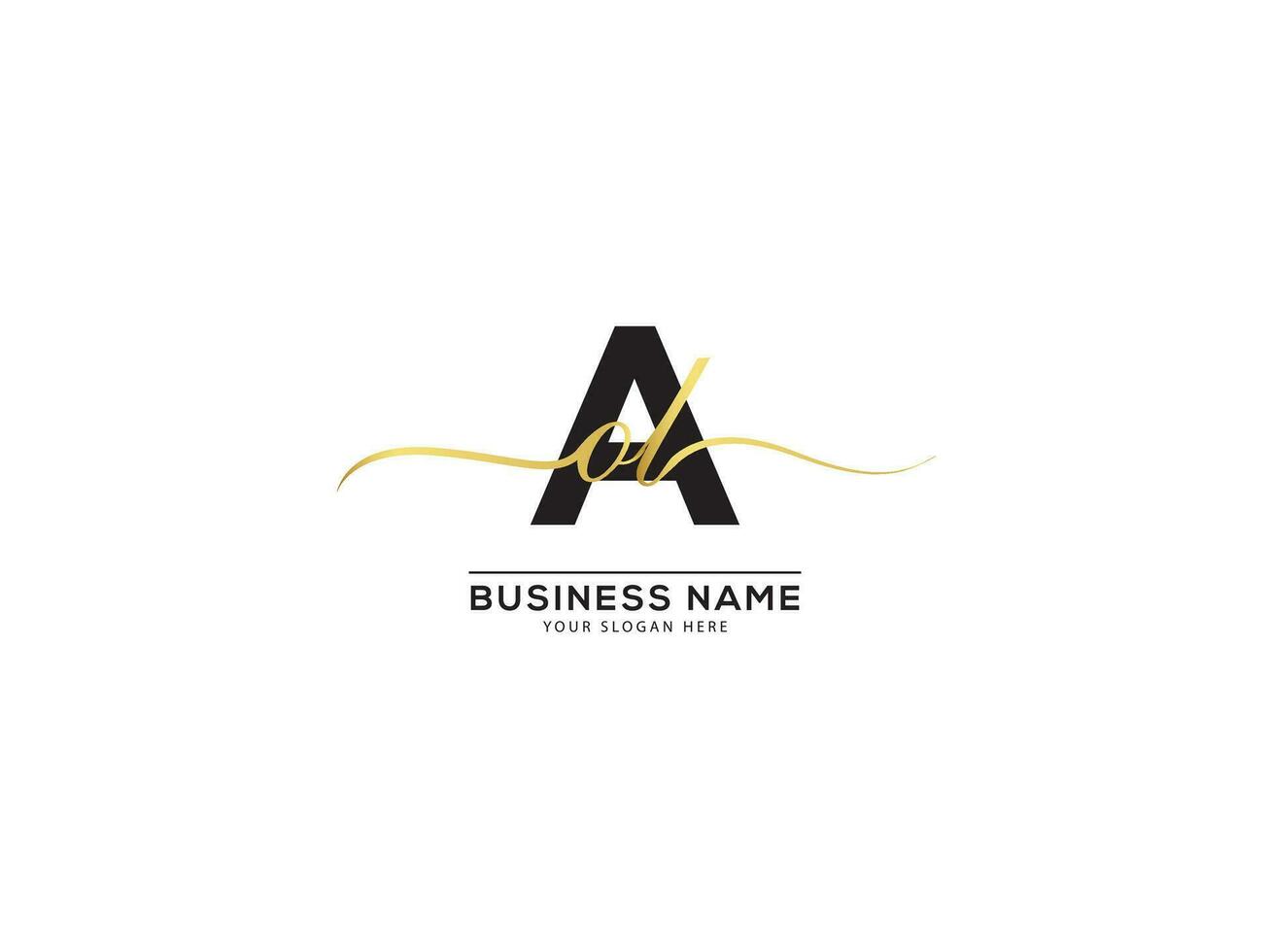 Monogram Signature AOL Business Logo Letter Vector Art