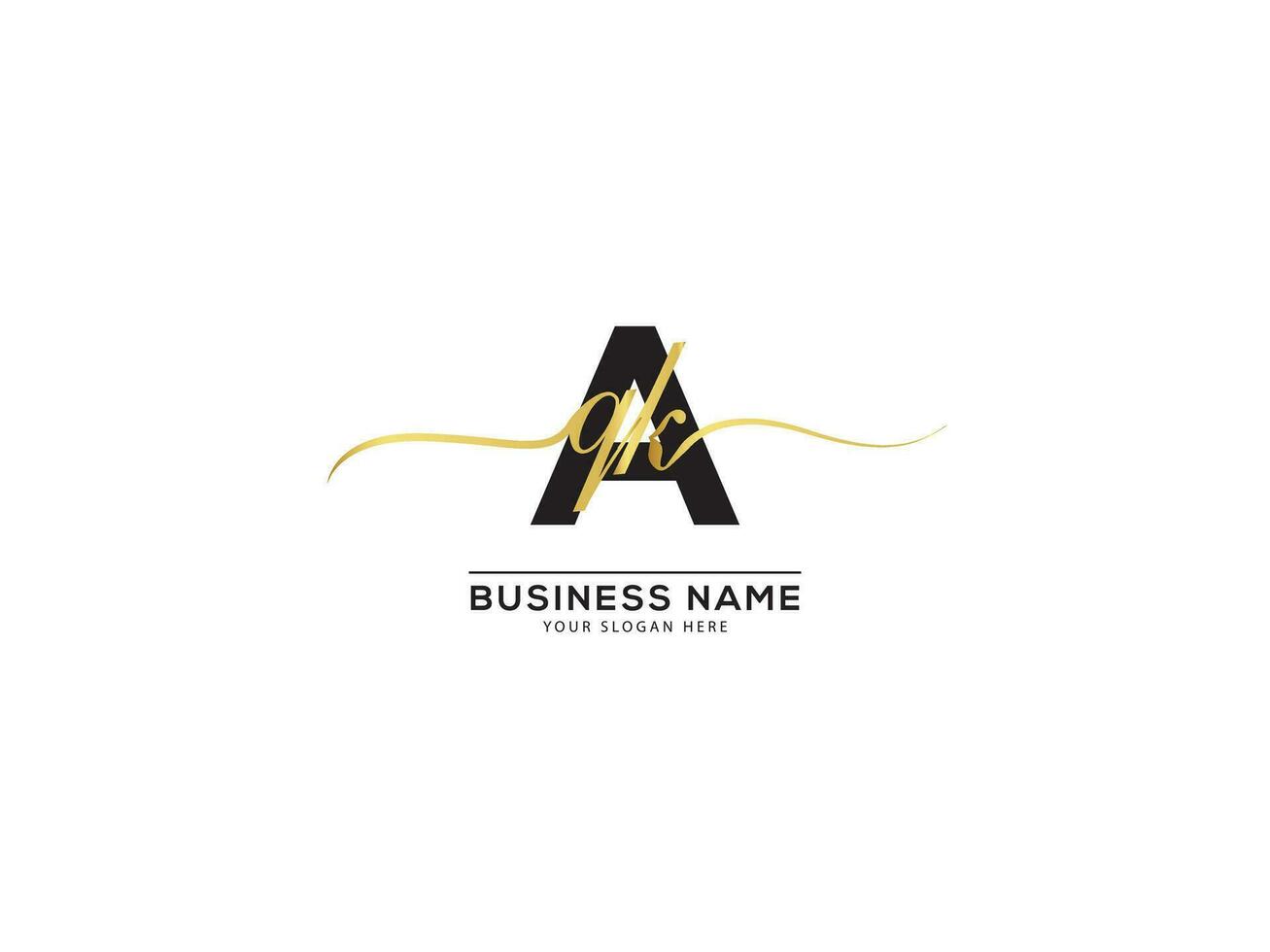 Signature Letter AQK Logo Design For Luxury Shop vector