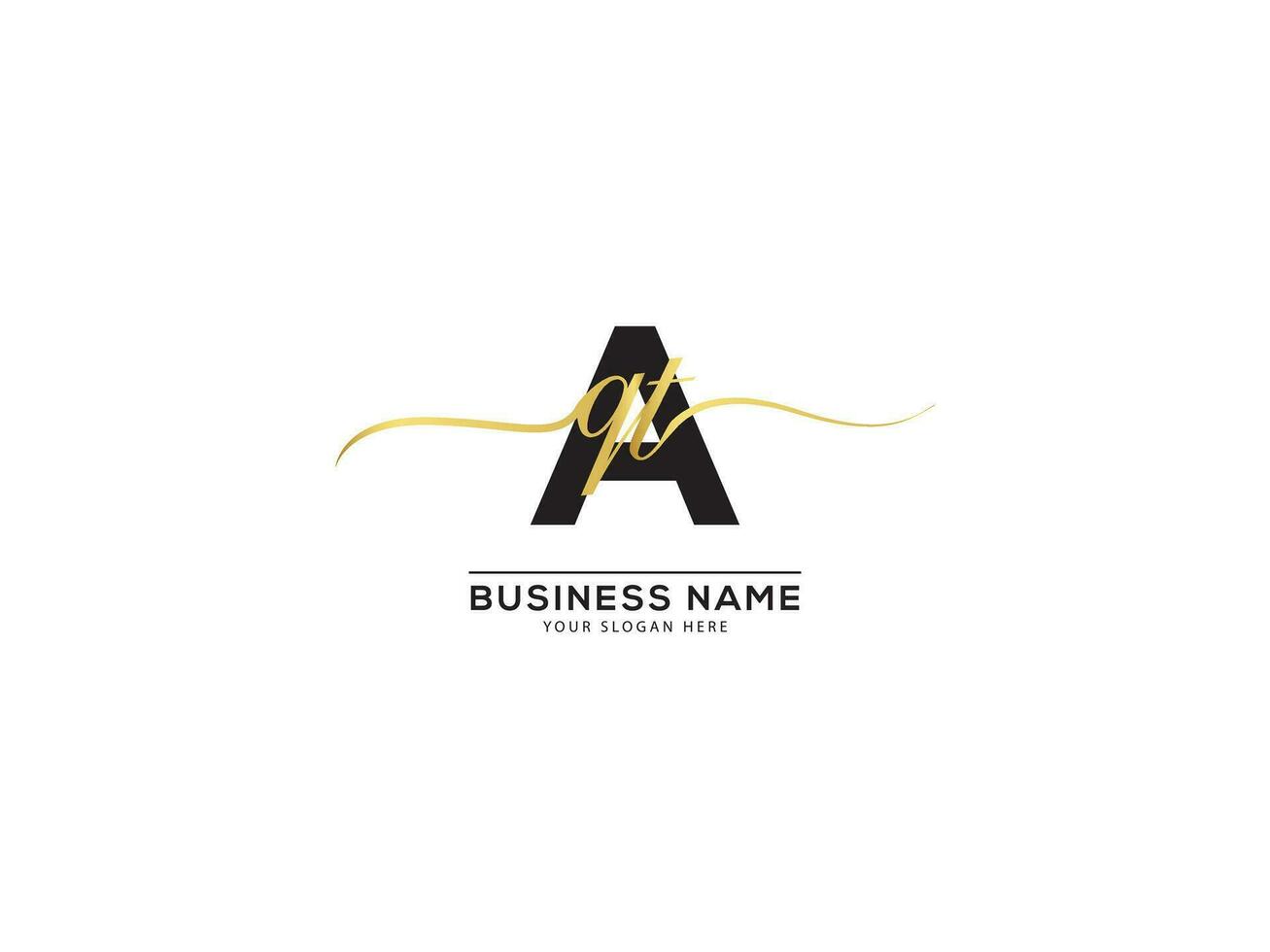 Signature Letter AQT Logo Design For Luxury Shop vector