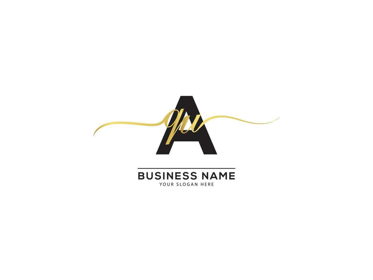 Signature Letter AQU Logo Design For Luxury Shop vector