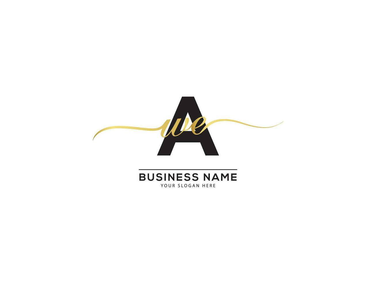 Minimal  Golden AWE Luxury Signature Logo Design vector