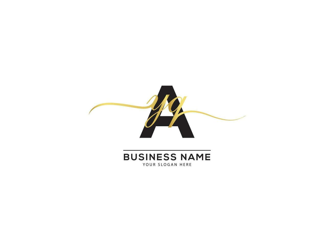 AYQ Signature Golden Letter Logo Template vector
