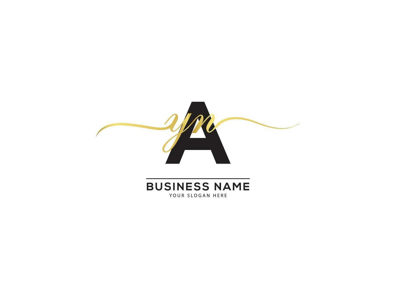 AYN Signature Golden Letter Logo Template vector