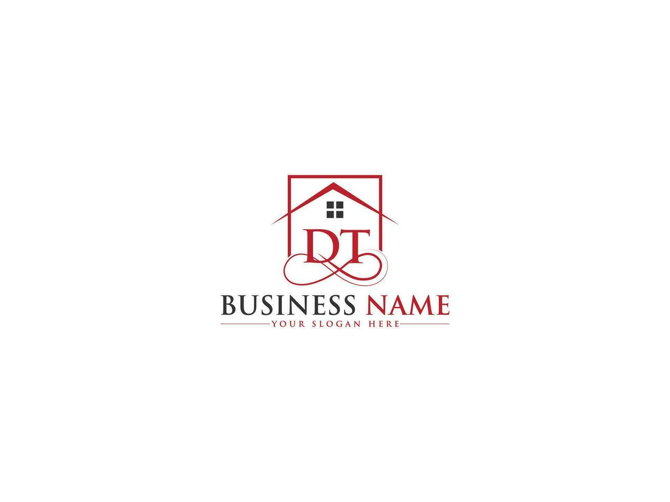 Minimalist Real Estate Dt Logo Symbol, Building DT Logo Icon Vector Stock