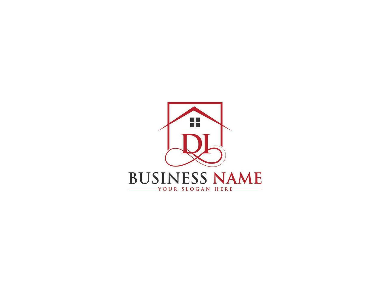 Minimalist Real Estate Di Logo Symbol, Building DI Logo Icon Vector Stock