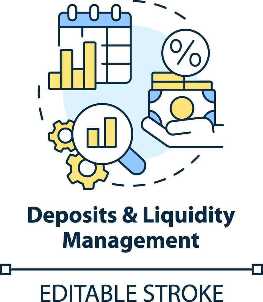 Deposits and liquidity management concept icon. Treasury management service abstract idea thin line illustration. Isolated outline drawing. Editable stroke vector