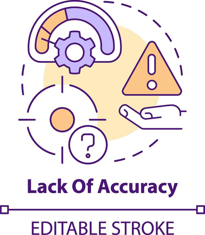 Lack of accuracy concept icon. Challenge faced by corporate treasurers abstract idea thin line illustration. Isolated outline drawing. Editable stroke vector