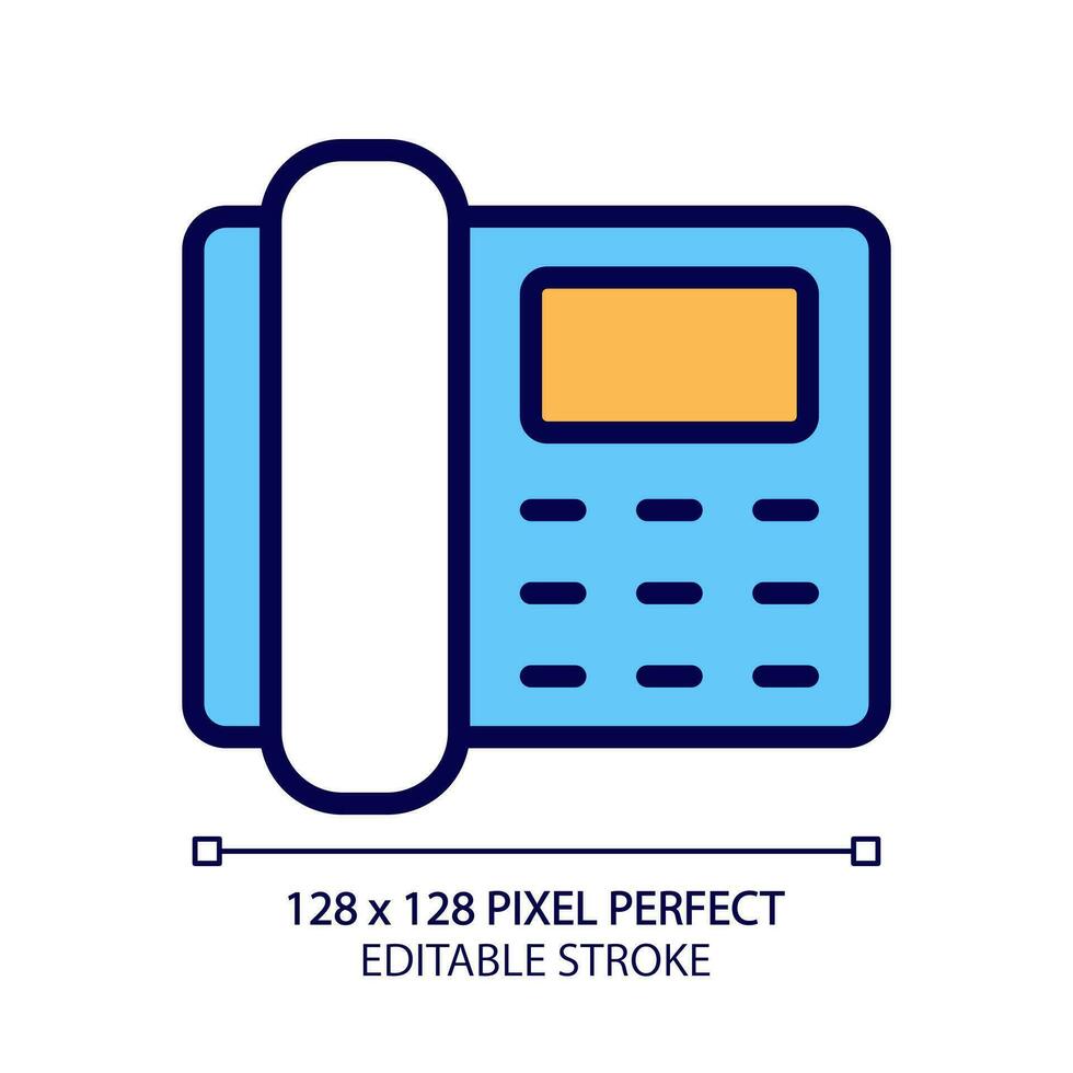 Telephone pixel perfect RGB color icon. Telecommunication. Public utility service. Home appliance. Phone receiver. Isolated vector illustration. Simple filled line drawing. Editable stroke