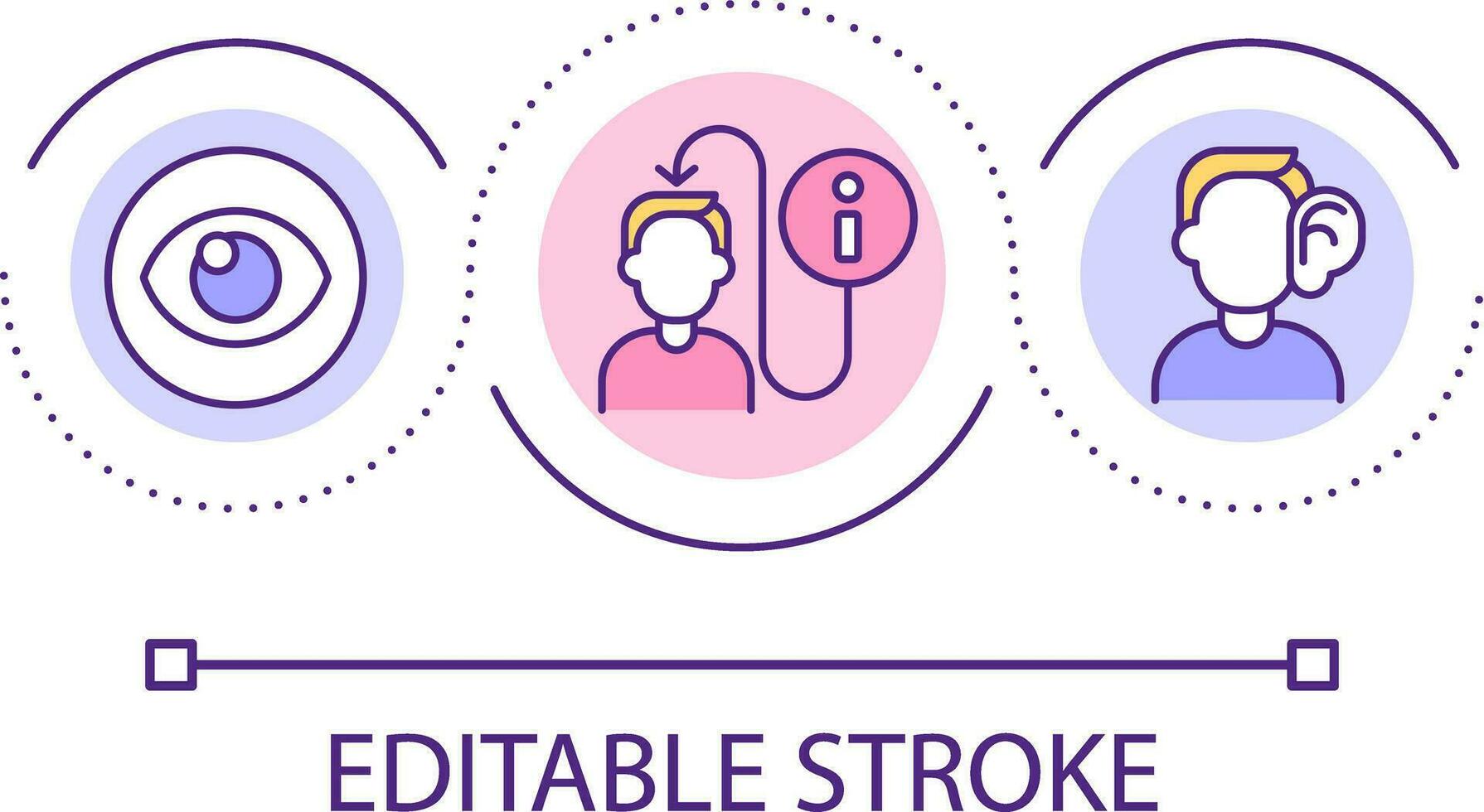 Sensory memory loop concept icon. Viewing, listening skills development abstract idea thin line illustration. Education and psychology. Isolated outline drawing. Editable stroke vector