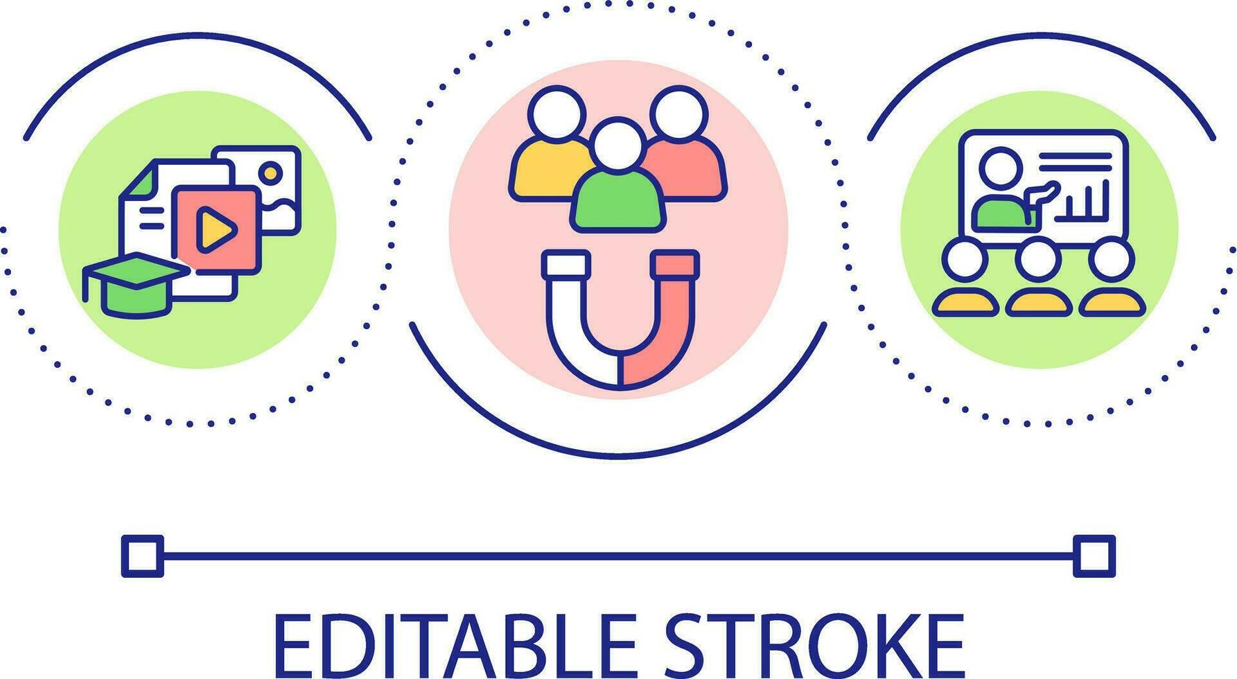 Increasing students engagement loop concept icon. Digital educational resources abstract idea thin line illustration. Online learning. Isolated outline drawing. Editable stroke vector