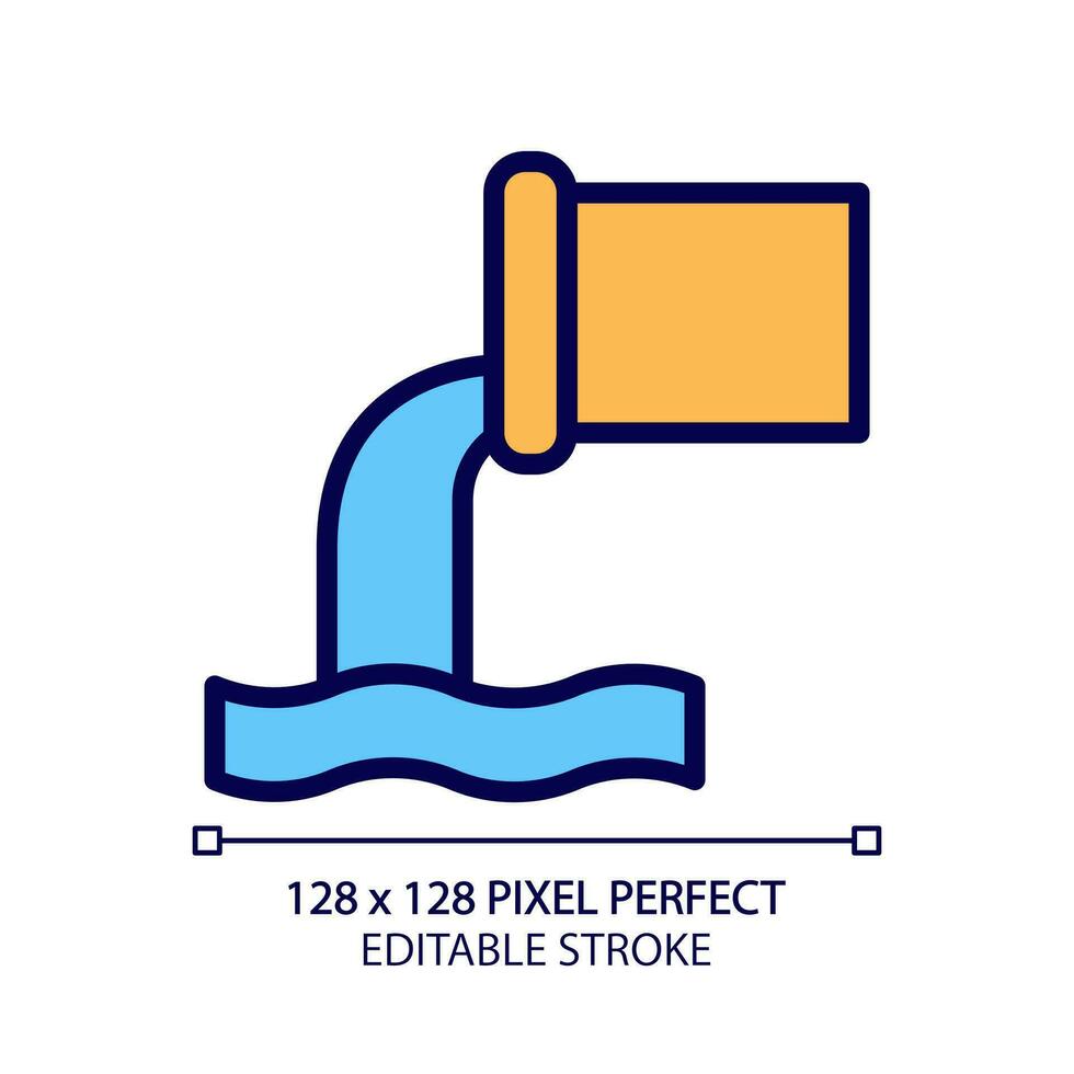 Sewage system pixel perfect RGB color icon. Wastewater disposal. Grey and black water treatment. Public utility service. Isolated vector illustration. Simple filled line drawing. Editable stroke