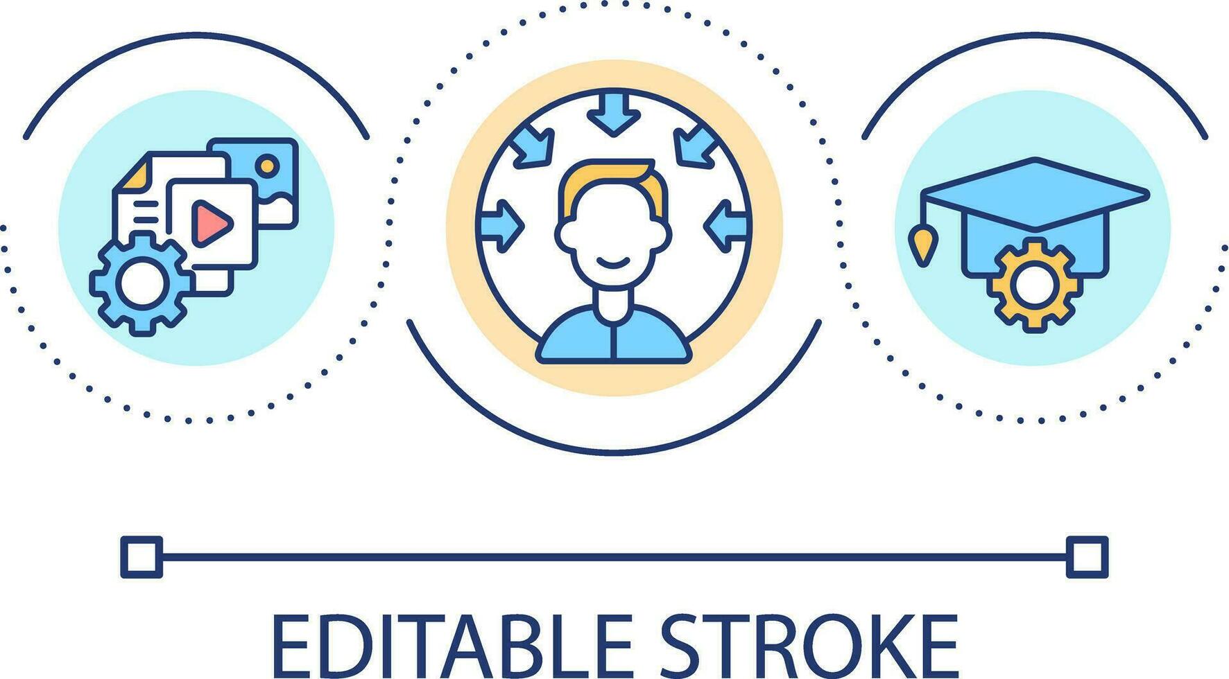 Student centric approach loop concept icon. Learner-centered education abstract idea thin line illustration. E learning process. Isolated outline drawing. Editable stroke vector