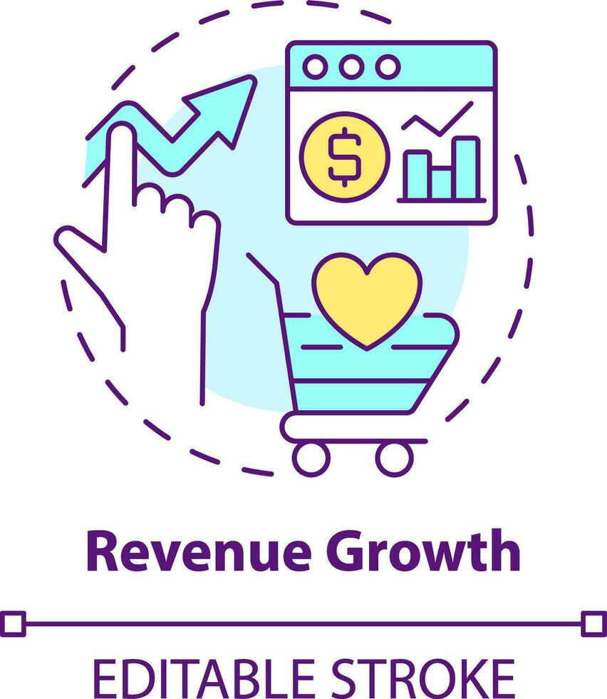 Revenue growth concept icon. Profitability. Customer engagement platform importance abstract idea thin line illustration. Isolated outline drawing. Editable stroke vector