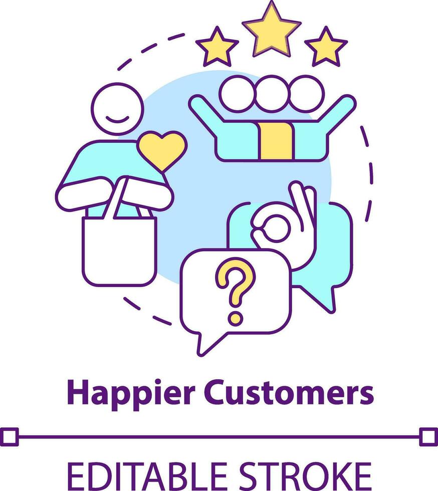 Happier customers concept icon. Satisfaction level. Tracking customer engagement abstract idea thin line illustration. Isolated outline drawing. Editable stroke vector