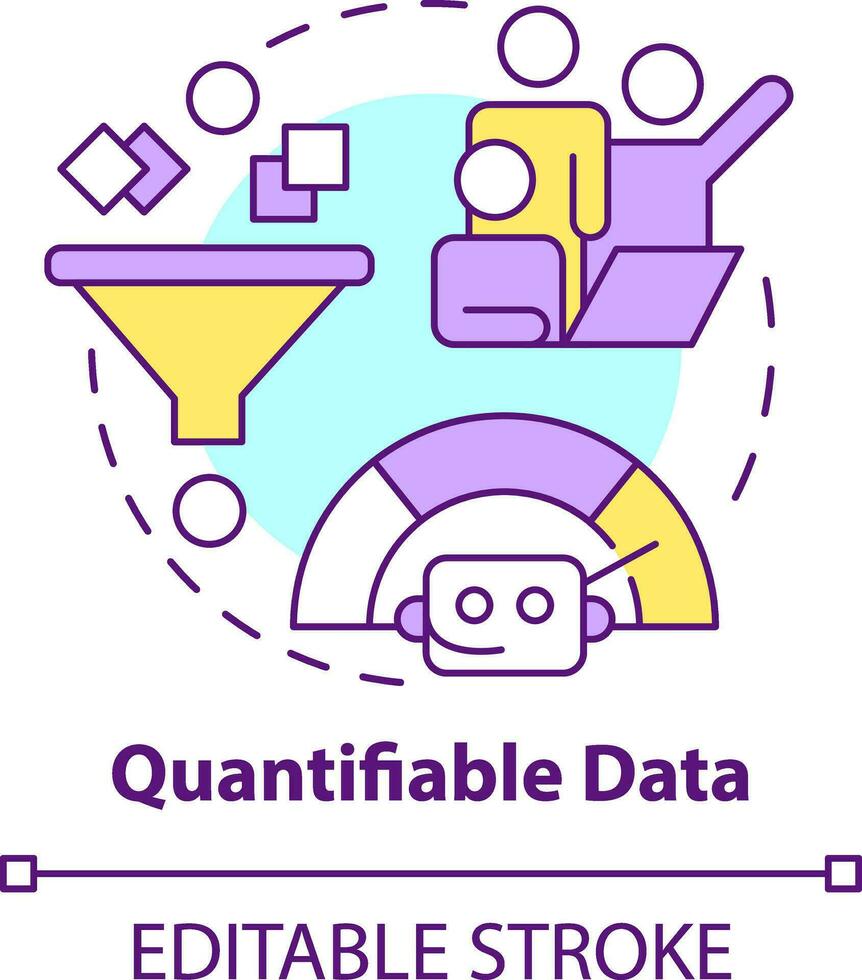 Quantifiable data concept icon. Automation. Advantage of digital engagement abstract idea thin line illustration. Isolated outline drawing. Editable stroke vector