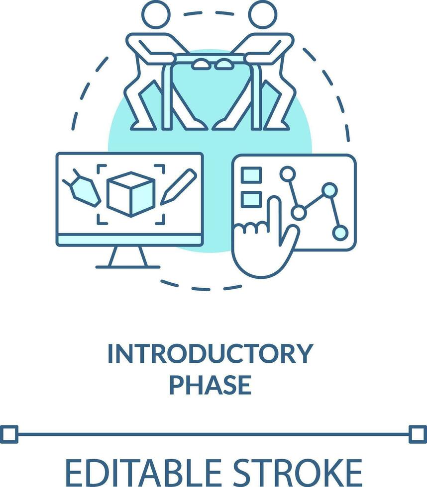 Introductory phase turquoise concept icon. Supply chain. Stage of product lifecycle abstract idea thin line illustration. Isolated outline drawing. Editable stroke vector