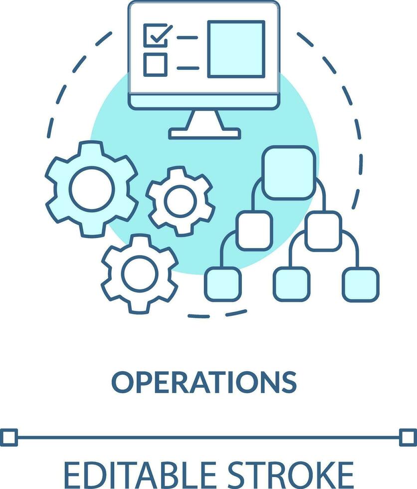 Operations turquoise concept icon. Technology. Element of supply chain management abstract idea thin line illustration. Isolated outline drawing. Editable stroke vector